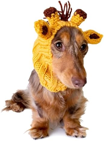 Zoo Snoods Giraffe Costume - Knit Dog Snood Ear Wrap for Pets, Warm Neck Cover for Halloween and Winter (Small) by ZooSnoods