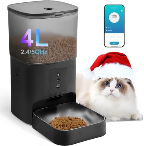 ANDOLL HOME Automatic Cat Feeder,4L Timed Cat＆Dog Dry Food Dispenser