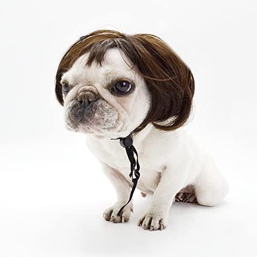 Funny Dog Cat Cosplay Wig,Pet Wigs for Halloween, Christmas, Parties, Festivals, Dog Wigs for Small Medium and Large Dogs （Black Brown Straight） - Image 3