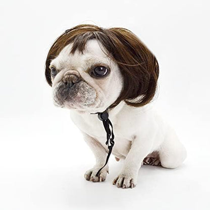 Funny Dog Cat Cosplay Wig,Pet Wigs for Halloween, Christmas, Parties, Festivals, Dog Wigs for Small Medium and Large Dogs （Black Brown Straight） - Image 3