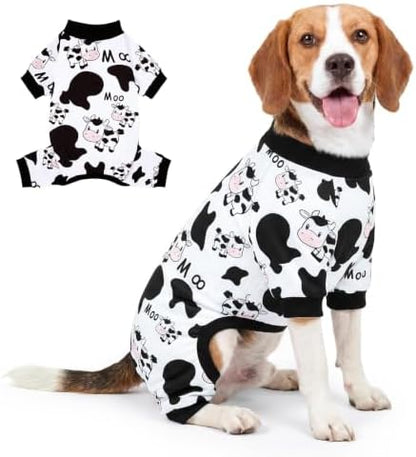 XPUDAC Dog Pajamas Soft Stretchy Cow Dog Clothes for Small Medium Dogs Pet Jumpsuit Cat Apparel-2XL by XPUDAC