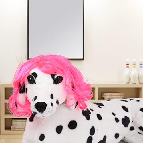 Funny Dog Cat Cosplay Wig, Pet Wigs for Halloween, Christmas, Parties, Festivals, Dog Wigs for Small Medium and Large Dogs（Rose Red Long Curly Hair） - Image 4