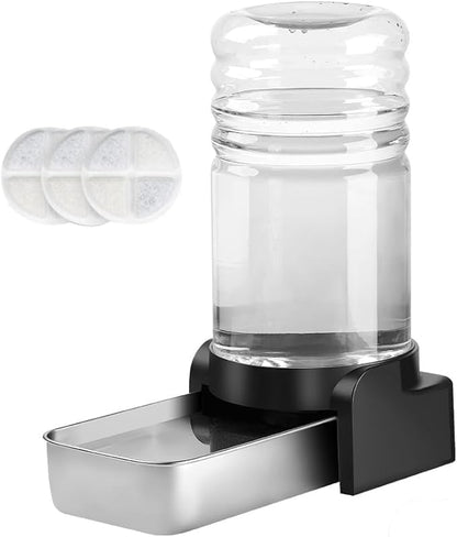 Marchul 1.5 Gallon Cat Water Dispenser, Automatic Gravity Dog Water Feeder, Stainless Steel Large Capacity Cat Waterer for Cats and Small Dogs (3 Filters)
