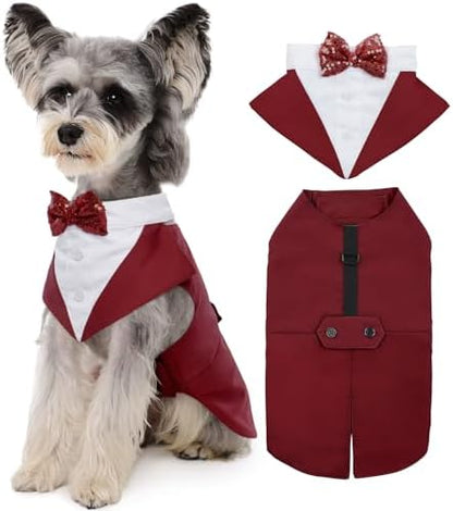 Kuoser Dog Tuxedo, Dog Suit and Bandana Set, Dogs Costume with D-Ring by Kuoser