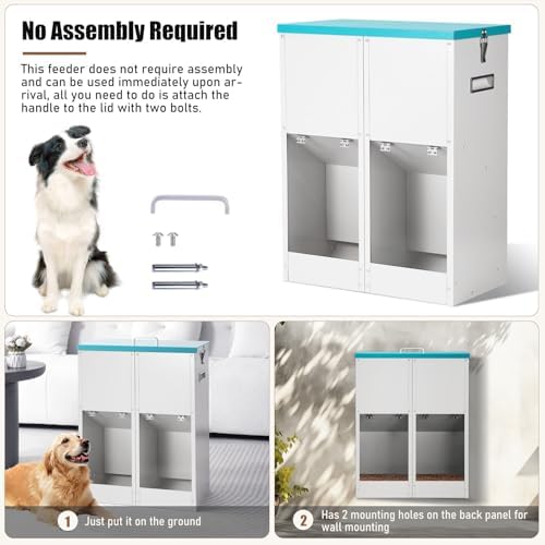 46Lb Gravity Automatic Dog Feeder for 2 Dogs, No Assembly Required