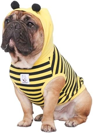 iChoue French Bulldog Halloween Costume Clothes Hoodie Bee Yellow, L+ by IAMAFRENCHIE