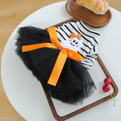 Dog Halloween Costume - Pumpkin Tutu Dress for Small Dogs & Puppies, Cute Holiday Pet Apparel with Bowtie, Fall Party Outfit L-elf Medium - Image 2