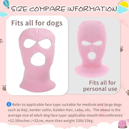 HOWWFALY Dog Halloween Christmas Costume Ear Muffs Noise Protection Knitted Dogs Ears Warm Hats Dog Robbers & Thieves Mask Funny Pet Cosplay for Medium Large Dog(Pink Mask) - Image 2