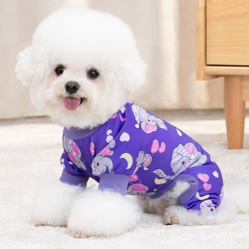 XPUDAC 4 Pieces Dog Pajamas Soft Strechy Puppy Onesies Pet Clothes for Small Medium Dogs Boy Girl Cat Pet Outfit, 153-M - Image 3