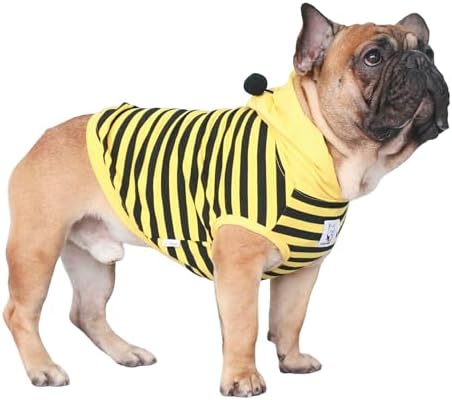 iChoue English Bulldog Halloween Costume Clothes Hoodie Bee Yellow, XL - Image 3