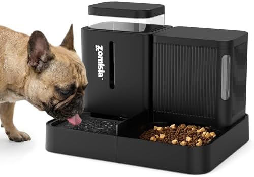 ZOMISIA Gravity Dog Food and Water Dispenser, 1.6 Gallon x 2, Black