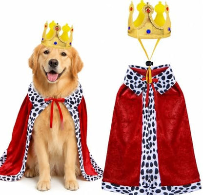 Dog Halloween Costume, Adjustable Dog King Cloak with Crown, Funny Pet Prince Cloak Costume for Large Dogs Halloween Cosplay Party Dress Up (L) by Unknown