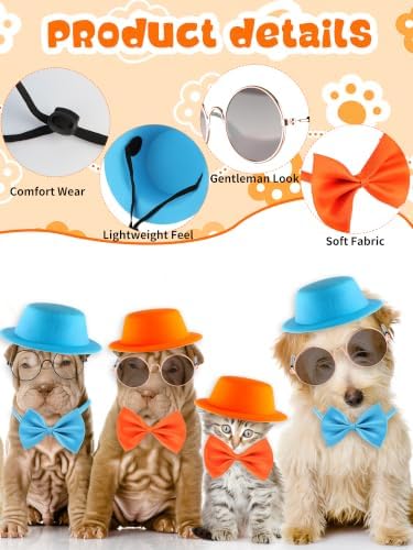 Halloween Blue and Orange Top Hat Dog Cat Costume Accessories Set - Image 3
