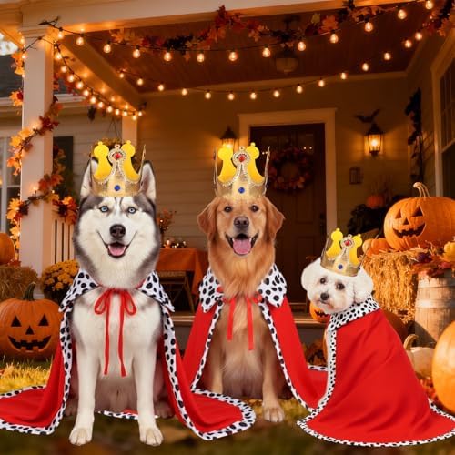 Dog King Costume, Dog Halloween Costume, Funny Pet King Cloak and Crown Set, Pet Prince Costumes Cosplay for Halloween Christmas, Cape Prince Birthday Dress Outfit for Small Dogs Pets (Small) - Image 7