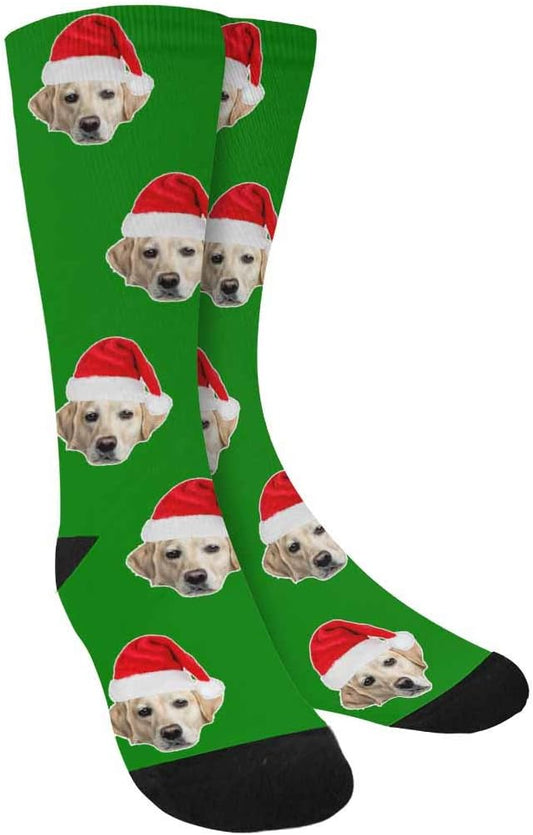 Custom Face Socks, Personalized Dog Lover Pet Photo Picture on Socks Unisex Athletic Crew Socks for Men Women