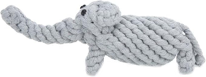 Pet Cotton Rope Biting Chewing Molar Toy, Cartoon Animal Shape & Pure Manual Weaving, Dog Rope Toys with Strong and Hard, Grind and Clean Teeth, Relieve Pressure (Elephant)