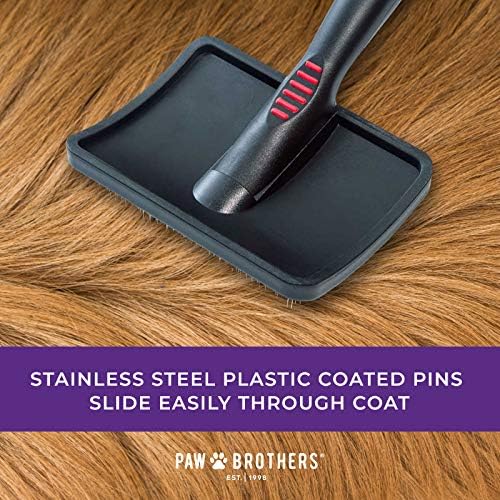 Paw Brothers Soft Pin Curved Slicker Brush for Dogs, Coated Tips, Maximum Coverage, Gentle on Skin, Large - Image 4