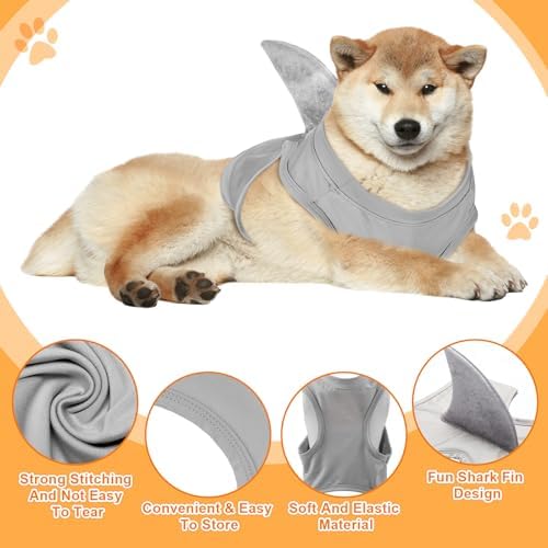 2 Pcs Halloween Dog Shark Costumes Fish Fin Dogs Costume, X-Large - Image 2