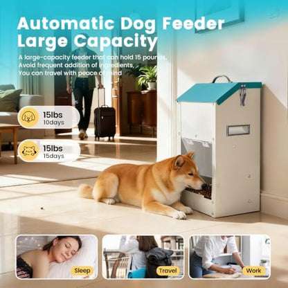 Automatic Dog Feeder Large Breed, Galvanized Dog Dry Food Dispenser