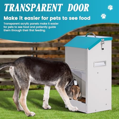 Galvanized Gravity Automatic Dog Feeder 15 lbs Outdoor Dog Feeders