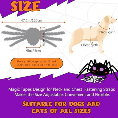 OurWarm Dog Halloween Costumes Adjustable LED Spider Costume for Large Dogs - Image 3