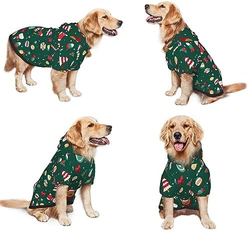 Christmas Dog Costume, Deer Tree Print Hoodie Winter Cosplay Clothes Sweater Outfit Pullover Pet Sweatshirt With Pocket for Medium Large Dogs - M - Image 2