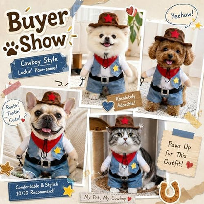 Funny Cowboy Jockey Rider Dog Costume, Beagle Halloween Oktoberfest Outfit - Brown Suit for Small Dogs and Cats(Medium) - Image 7