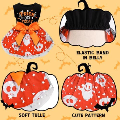 Dog Halloween Costumes Dog Dress Halloween Costumes for Dogs Funny Puppy Dress with Bow for Small Medium Large Dogs Pumpkin Witch Bat Pet Costume Halloween - Image 5