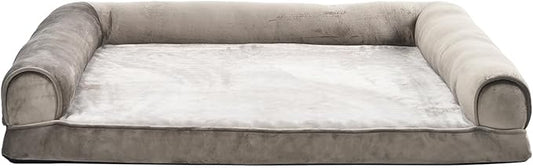 Amazon Basics Dog Bed with Cooling Gel Memory Foam, Pressure-Relief Support for Dogs up to 30lbs, Non-Slip Bottom, Machine Washable Cover, Medium Sized (30" x 20"), Taupe