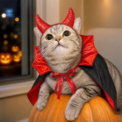 Dog Halloween Costumes,Devil Dog Costumes Cape Hairband for Dogs Medium - Image 6