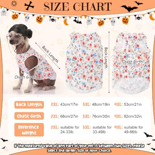 4Pcs Halloween Old Lady Costume Dog Grandma Outfit, Multicolor Floral, 3 XL - Image 3
