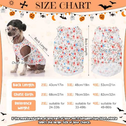 4Pcs Halloween Old Lady Costume Dog Grandma Outfit, Multicolor Floral, 3 XL - Image 3