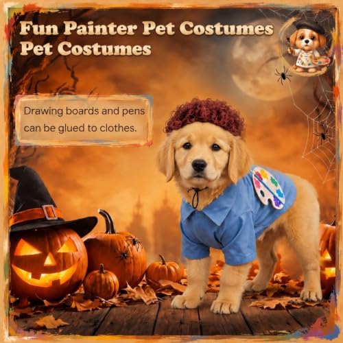 Dansydaisy 4 Pcs Halloween Dog Costume, Puppy 80s Painter Artist Outfit, M - Image 4