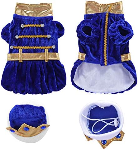 Dog Prince Costume Halloween Costume for Small Medium Dogs Puppy Pet Costumes with Sapphire Crown for Christmas Birthday Party Photo Props Dress up Accessories - Image 6