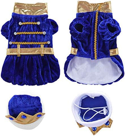 Dog Prince Costume Halloween Costume for Small Medium Dogs Pet Costume with Sapphire Crown for Halloween Christmas Birthday Party Photo Props - Image 6