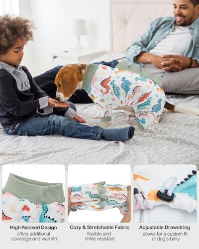 CuteBone Dinosaur Costume Dog Pajamas, Stretchy Spandex Crystal Velvet Sleepwear Coat for Small Dogs, Soft & Warm Pet Outfit Clothes for Cold Weather, Cozy Pullover Design COSP17XS - Image 3