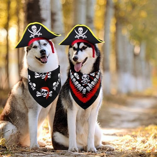 GOYOSWA Dog Pirate Costume, Dog Halloween Costumes Pirate Hat and Bandana Set Holiday Outfit Clothes for Small Medium Large Dogs Pets (Style A, Large) - Image 5