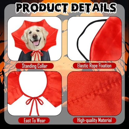 Dog Halloween Costume Dog Vampire Costume Funny Pet Vampire Devil Cape Cloak Halloween Costumes for Small Medium Large X-Large Dogs Pets (Large) - Image 4