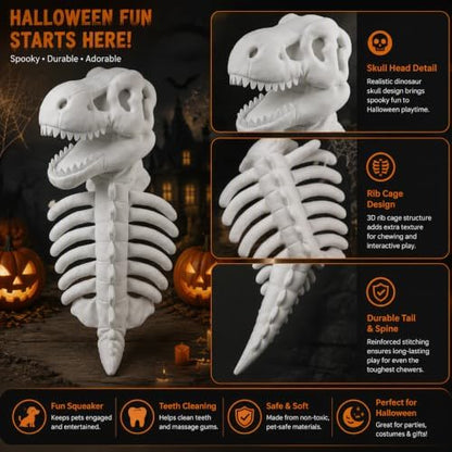 Dog Dinosaur Costume, Soft Plush Halloween Pet Cosplay Costume, Cute Dino Dress Up Apparel for Medium & Large Dogs Cats, Funny Outfit for Holiday Party - Image 2