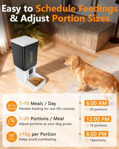Large Breed Automatic Dog Feeder: 12L/50 Cups for 20-Days Food