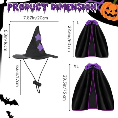 YUEPET Extra Large Dog Witch Costume Set, Halloween Cloak Hat for Big Dogs - Image 3
