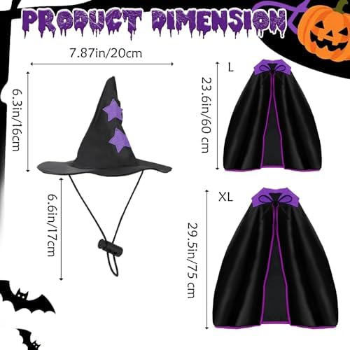 YUEPET Extra Large Dog Halloween Costumes, Dog Witch Cloak with Hat 23.6 in - Image 3