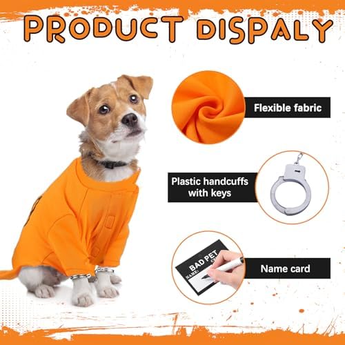Cozypower 4 Pcs Halloween Dog Prisoner Costumes Accessories, S - Image 2