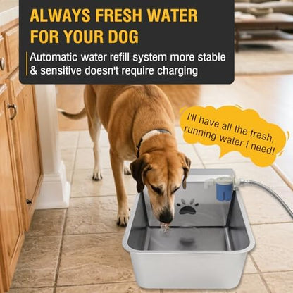 5Gal/20L Automatic Dog Water Dispenser, 78.7" Hose Stainless Steel Bowl