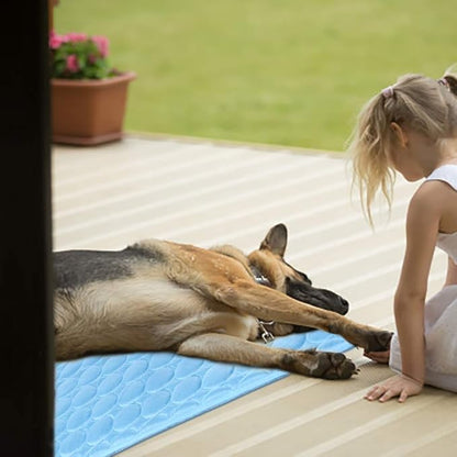 Washable Dog Ice Silk Self Cooling Mat for Indoor & Outdoor Dog Mat with Cooling Pad & Blanket