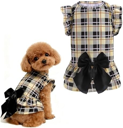 EXPAWLORER Classic Plaid Dog Dress for Small Dogs and Puppies,Puppy Costumes Pet Clothes Holiday Girl Dogs Shirt, Party Dog Vest Dresses Cat Apparel Sweater Warm Skirt by EXPAWLORER