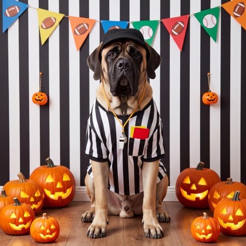 Halloween Large Dog Referee Costume Set with Shirt Cap Whistle Cards, XXL - Image 5
