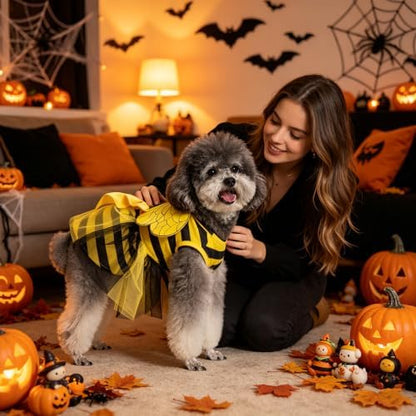 KOOLTAIL Halloween Dog Dress with Bow, Bee Costume for Small Medium Dogs - Image 2