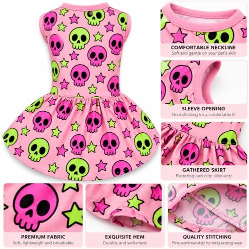 Halloween Dog Dress, Size Large, Hot Pink Skull Puppy Dress, Cute Spooky Pet Costume Clothes for Boy Girl Dogs, Halloween Holiday Party Outfit Pet Accessories - Image 7
