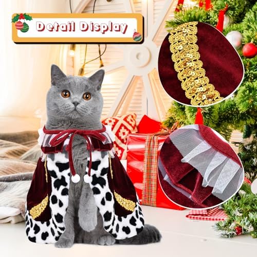 Dog Costumes for Large Dogs Fur Velvet Cat Cape Pet Cloak Halloween Christmas Prince Princess Cosplay Clothes (Red, Large) - Image 3